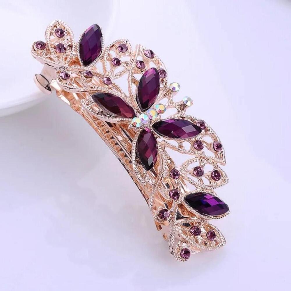 Rhinestone Butterfly Hair Clip In Purple